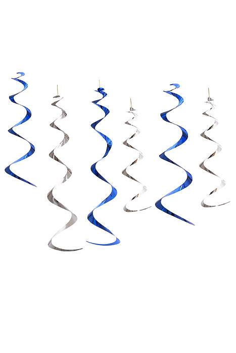 24"- 36" Twirly Whirly Blue/Silver Pkg/6