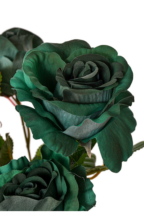 19" Rose/Rose Bud Bush Emerald/Green