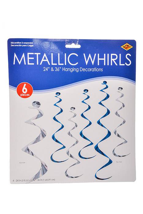 24"- 36" Twirly Whirly Blue/Silver Pkg/6