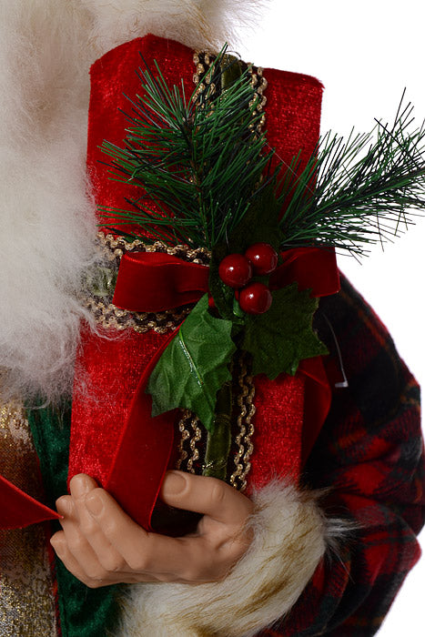 36" Santa With Staff And Packages Red/Green