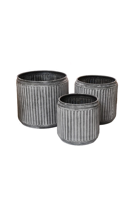 9.25" / 10.5" / 11.75" Metal Round Pot Gray Set/3
