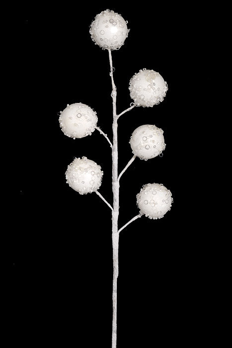 20" Glittered Ball Spray White