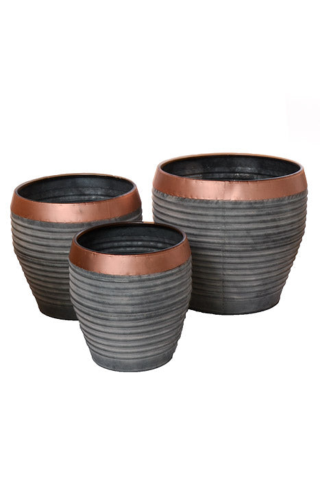 9".25/ 10.25" / 11.5" Metal Round Pot Gray Set/3