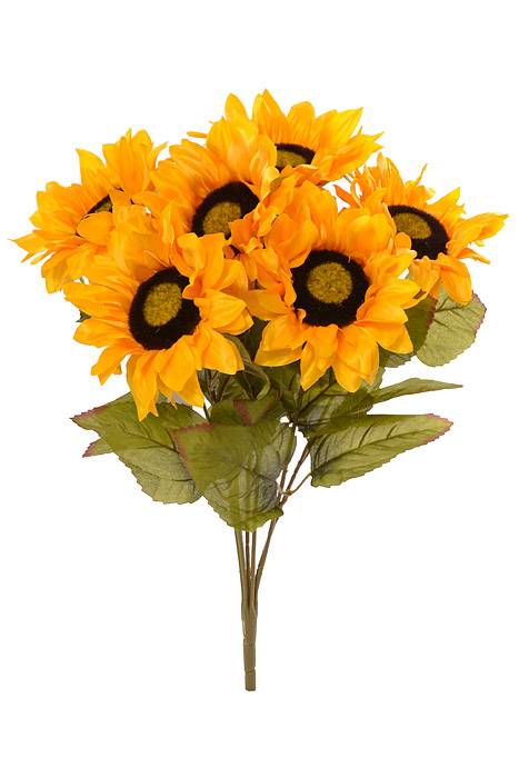 19" Silk Sunflower Bush Yellow