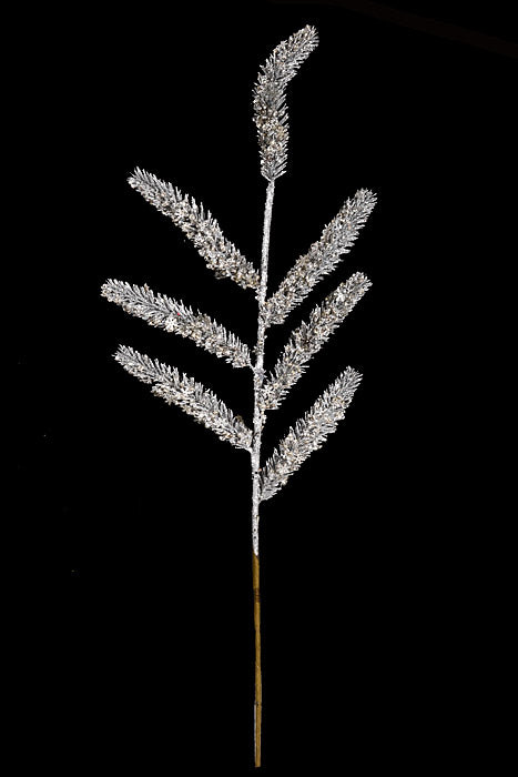 30" Glitter Pine Spray Silver