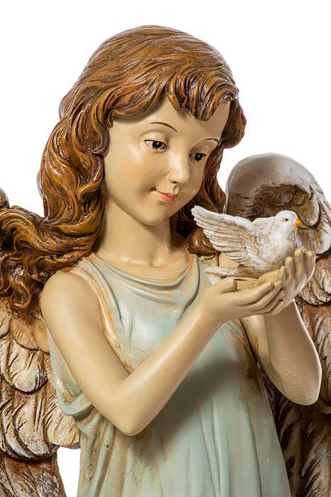 12.5" Angel Girl Holding A Dove