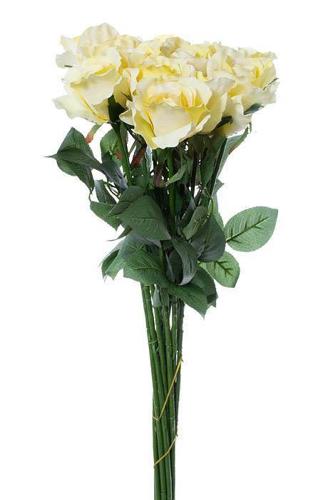 26" Half Open Rose Spray Soft Yellow Pkg/12
