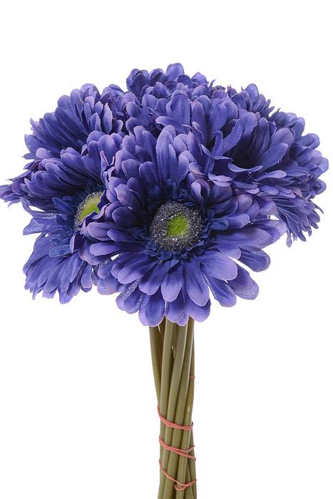 9" Silk Gerbera Daisy Stem Purple Pkg/12