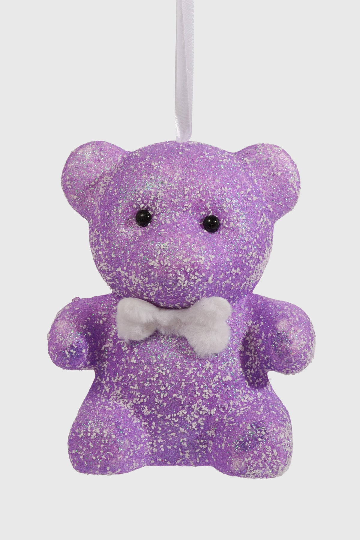 7.5" Snowy Foam Bear Ornament Purple