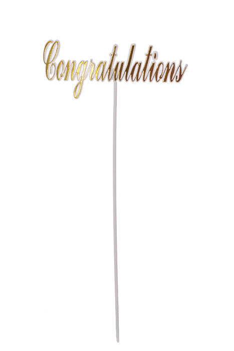 10.5" Congratulations Pick Gold/White Pkg/12