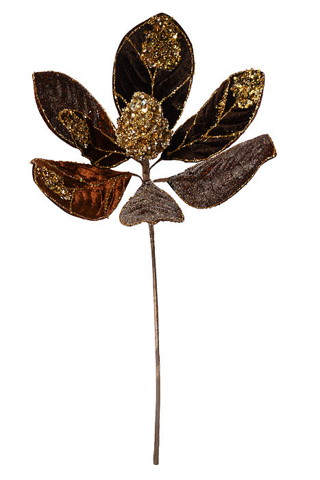 18"x10" Magnolia Jewel Leaf Pick Brown
