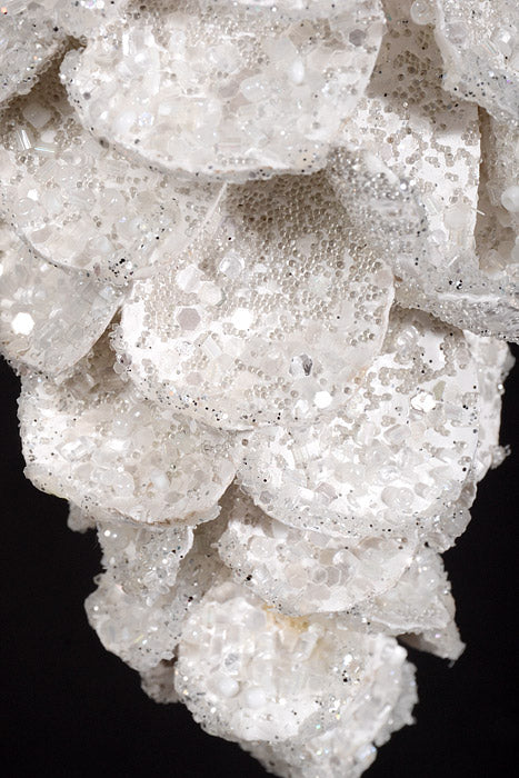 11.5" Iced with Glitter Jewel Pinecone Ornament White