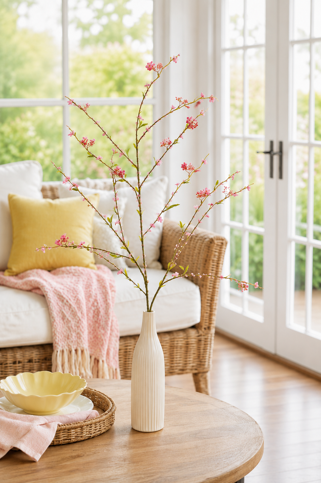 45" Silk Blossom Spray Pink