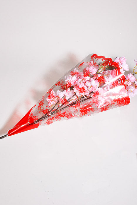 5" X 16" X 18" Printed Floral Sleeves Red/Clear Pkg/50