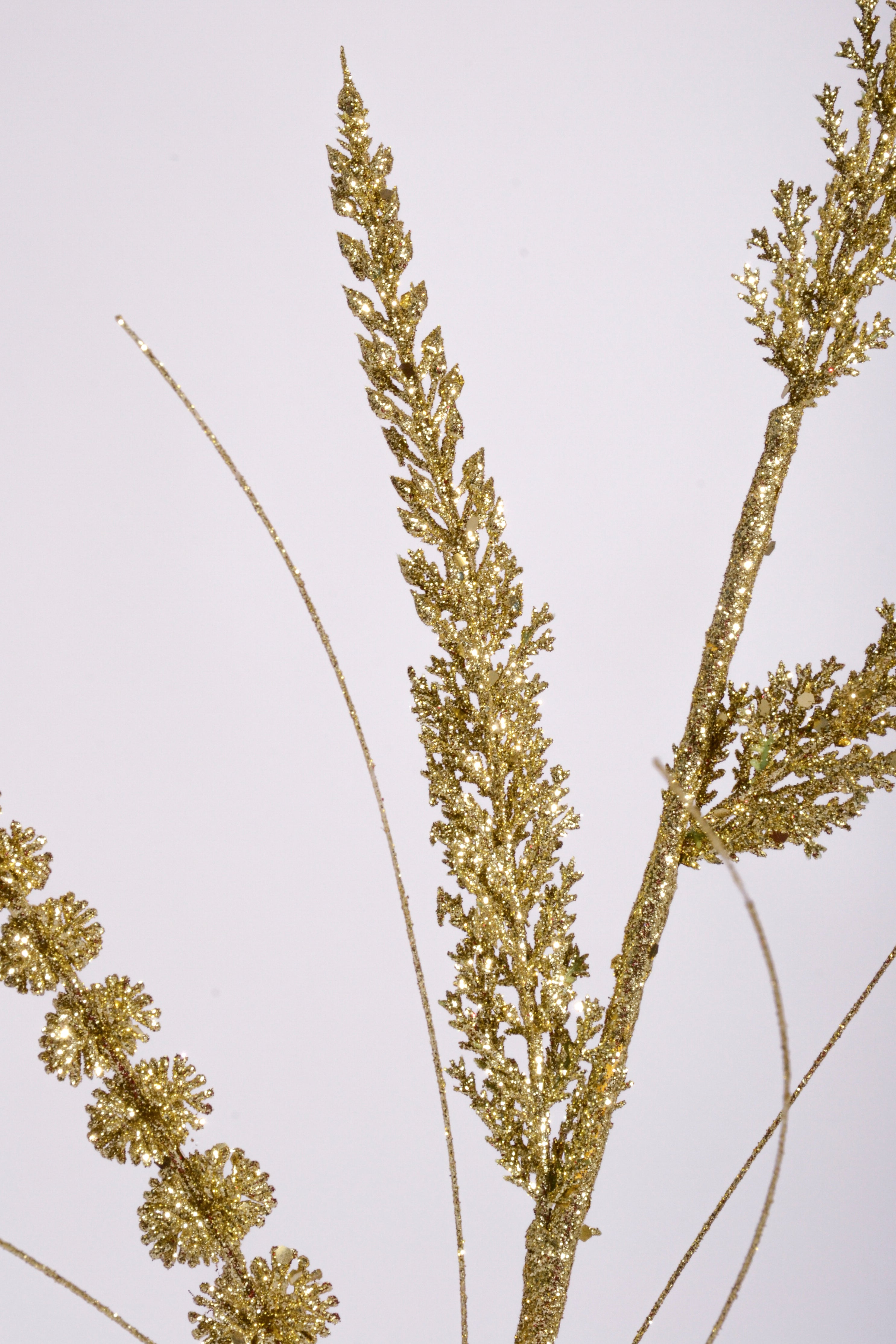 26" Glitter/Mica Triple Spike Grass Spray Gold