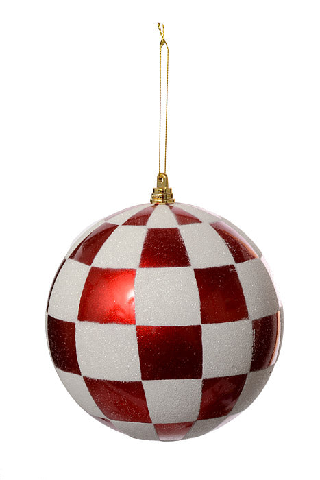 150Mm Ornament Ball Red/White Pkg/2