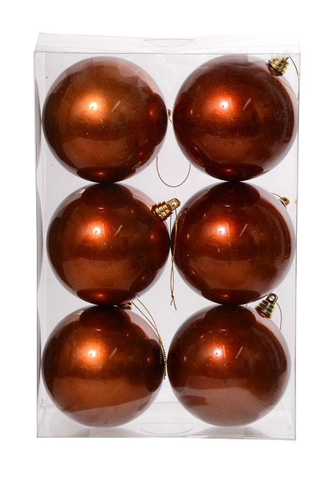 100Mm Ornament Ball Copper Pkg/6