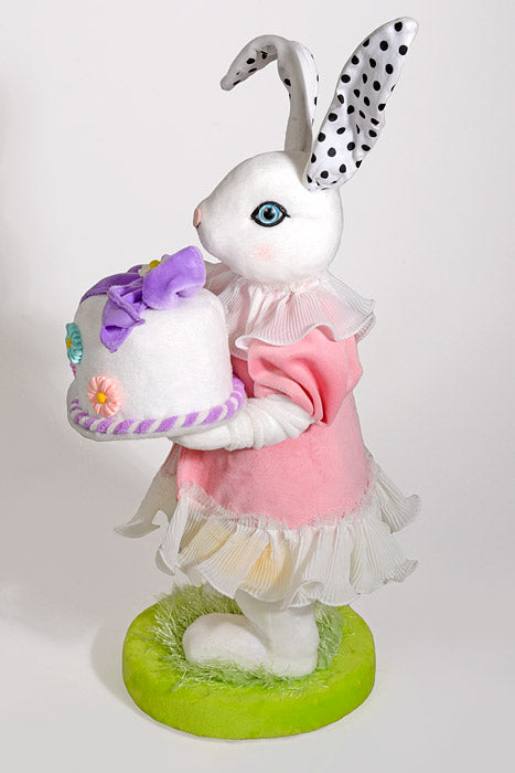 19" Styrofoam Dressed Girl Bunny W/Cake Multi-Color