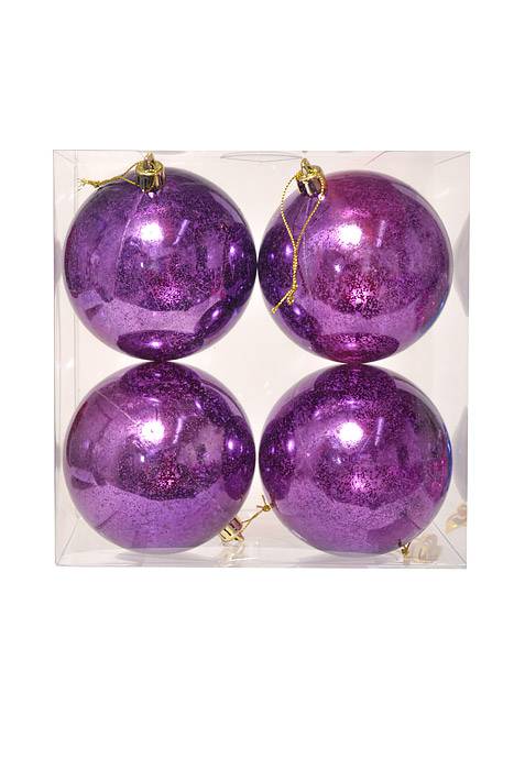 100mm Plastic Mercury Ball Ornament Plum Pkg/4