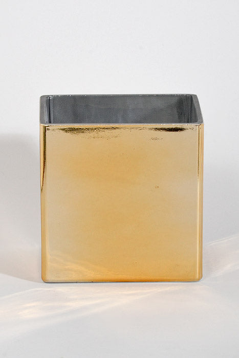 4.75" X 4.75" Square Glass Vase Gold