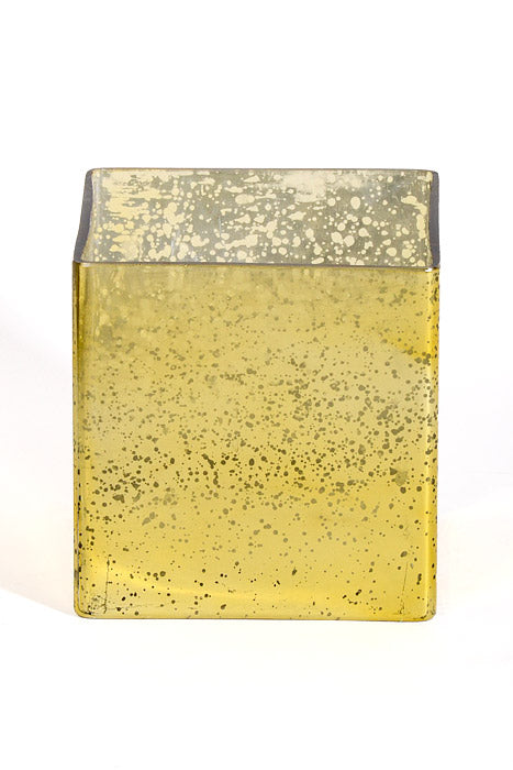 5" X 5" X 5" Mercury Square Glass Vase Gold
