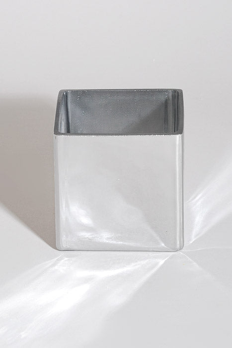 3.90" X 3.90" Square Glass Vase Silver
