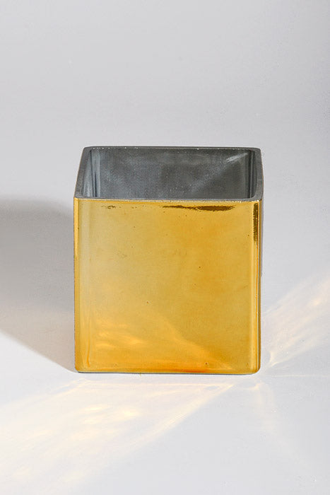 3.90" X 3.90" Square Glass Vase Gold