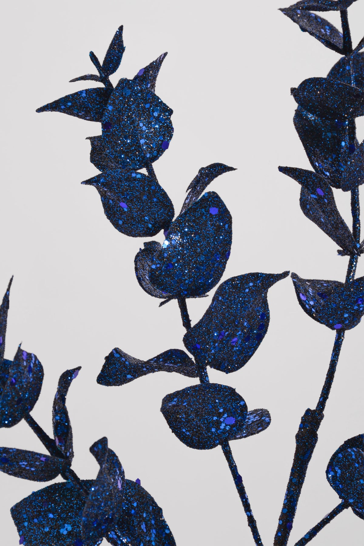 25" Sequin Glitter Eucalyptus Spray Midnight Blue