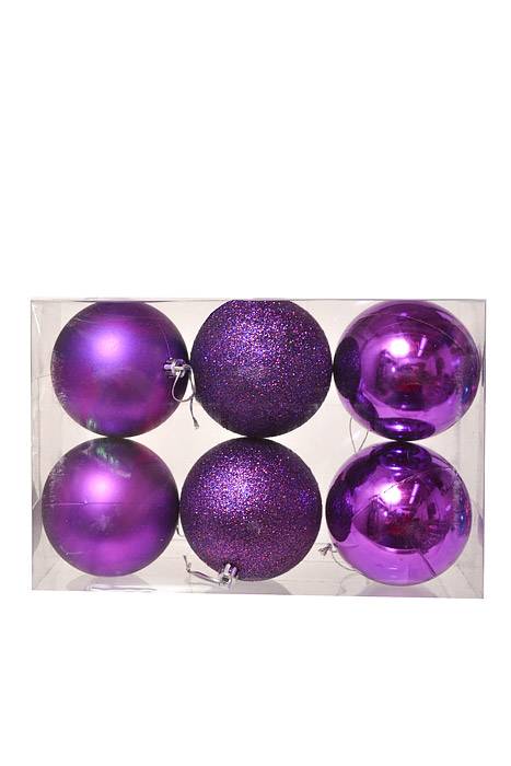 80mm Shiny/matt/glitter Ball Purple Pkg/6