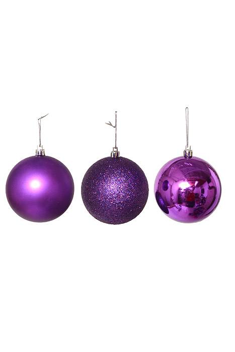 80mm Shiny/matt/glitter Ball Purple Pkg/6