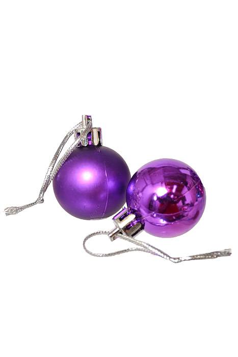 30mm Shiny & Matte Plastic Ball Ornament Purple Pkg/24