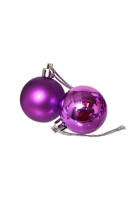40mm Shiny & Matte Plastic Ball Ornament Purple Pkg/12
