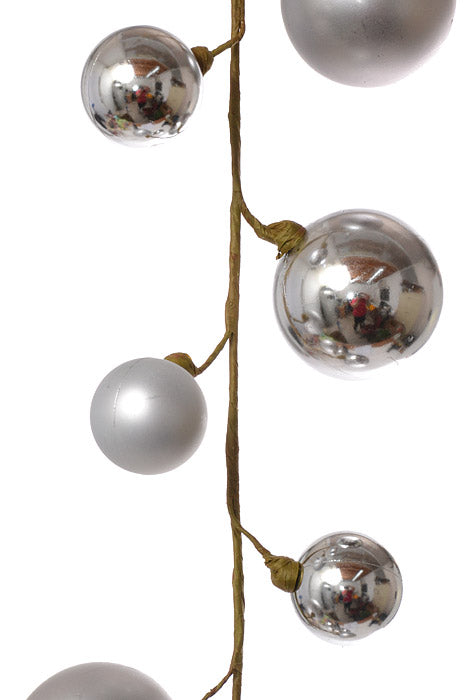 40" Mixed Plastic Ball Ornament Garland Silver