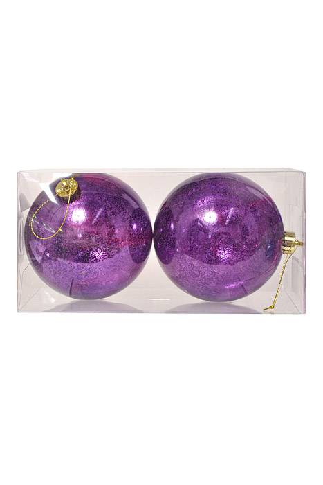 140mm Plastic Mercury Ball Ornament Plum Pkg/2