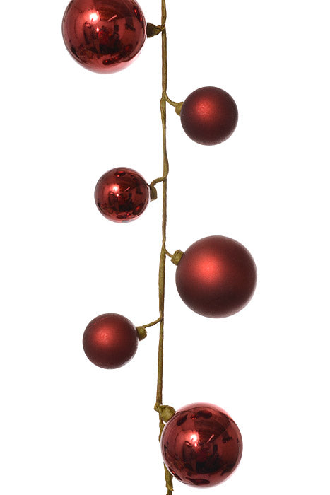 40" Mixed Plastic Ball Ornament Garland Burgundy