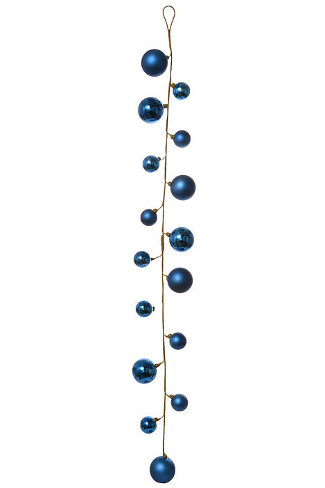 40" Mixed Plastic Ball Ornament Garland Dark Blue