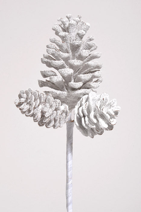 10.5" Pinecone Mixed Pick White