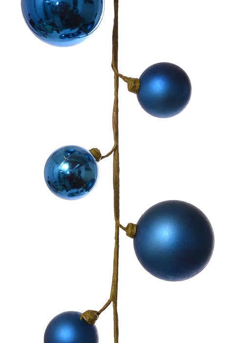40" Mixed Plastic Ball Ornament Garland Dark Blue