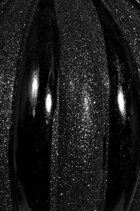 200Mm Shiny Pumpkin Ball With Glitter Ornament Black