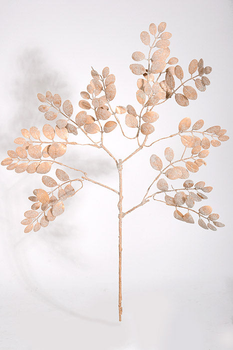 28.5" Glitter Necklace Pod Leaf Spray Beige