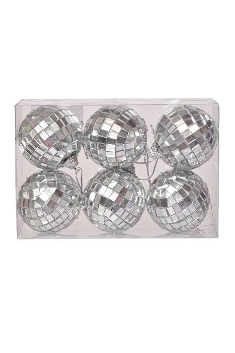 40mm Mirror Ball Hanger Silver Pkg/6