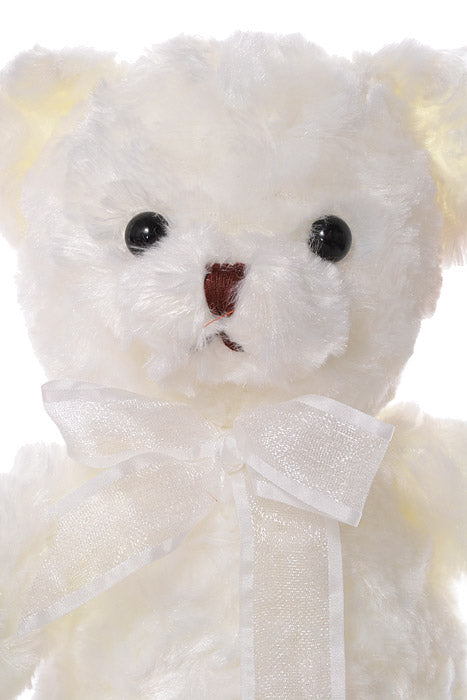12" Teddy Bear With Bow (White)