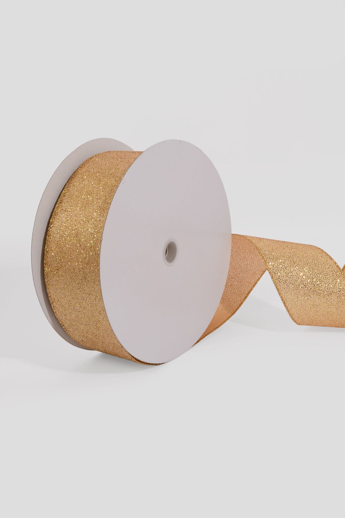 2.5" X 50Yds Wired Glittered Satin Ribbon Gold