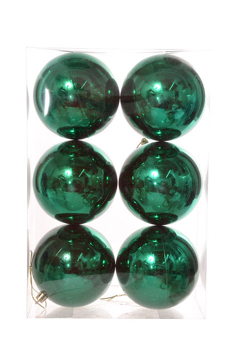 100Mm Plastic Ball Shiny Ornament (Dark Green) Pkg/6