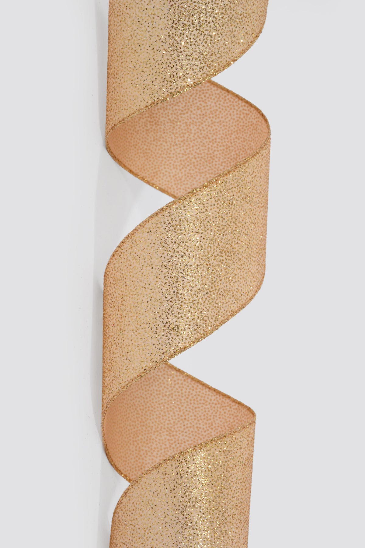 2.5" X 50Yds Wired Glittered Satin Ribbon Gold