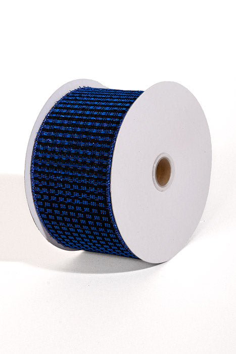 2.5" X 10Yds Wired Metallic Rishi Solid Ribbon Navy