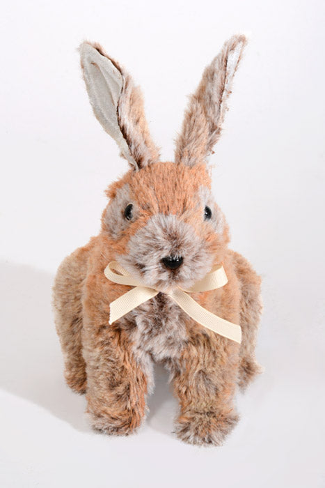 8" Faux Fur Sitting Bunny Natural