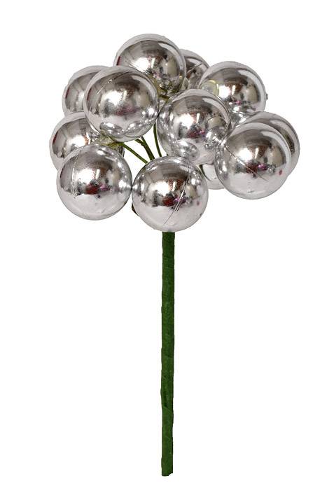 20mm Shiny Stem Ball W/wire Silver Pkg/12