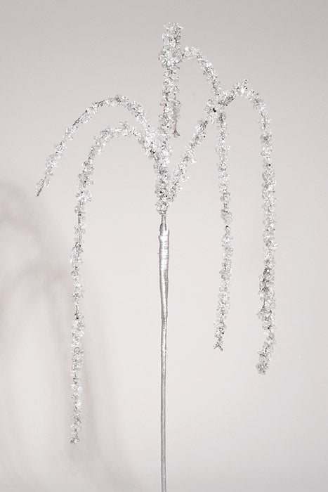 37" Hanging Iced Spray Silver