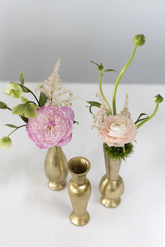 6" Henna Budvase Set/3 Gold